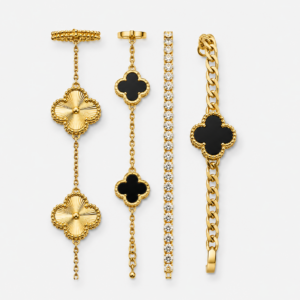Elegant wear clover set black &gold