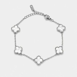 Silver Noir Clover Bracelet