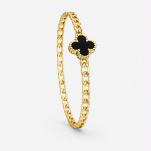Gold Black/White Clover Bracelet